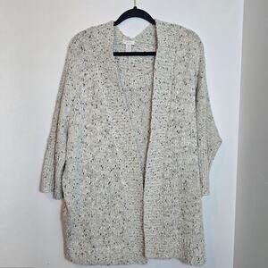 Chico’s Cardigan & Top Size 2/3 (L/XL) Speckle Shimmer Knit Sweater Set Neutral